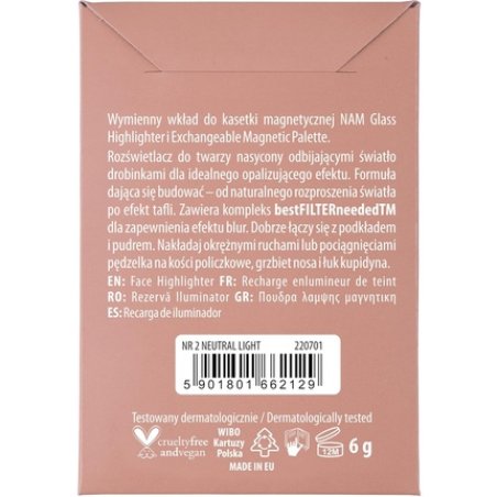 NAM Makeup Glass Highlighter Insert in a Blister NR 2 Neutral Light 6g 0.21 Ounce