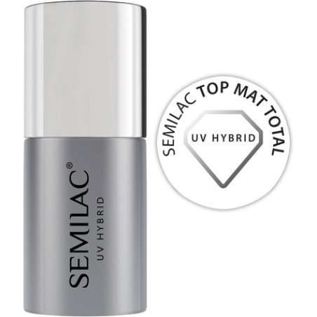 Semilac Top Mat Total UV LED Top Coat for Hybrid Nail Polish 7ml - Matte Finish, Transparent