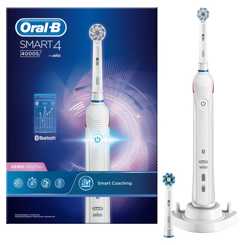 Oral-B SmartSeries Smart 4 4000S Sensi Ultrathin Adulte Brosse à dents rotative oscillante Blanc