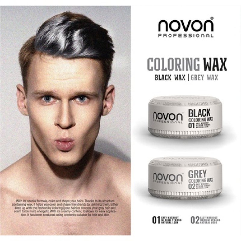 Novon Professional Color Wax 02 Grey 100ml Silver Ash Hair Wax
