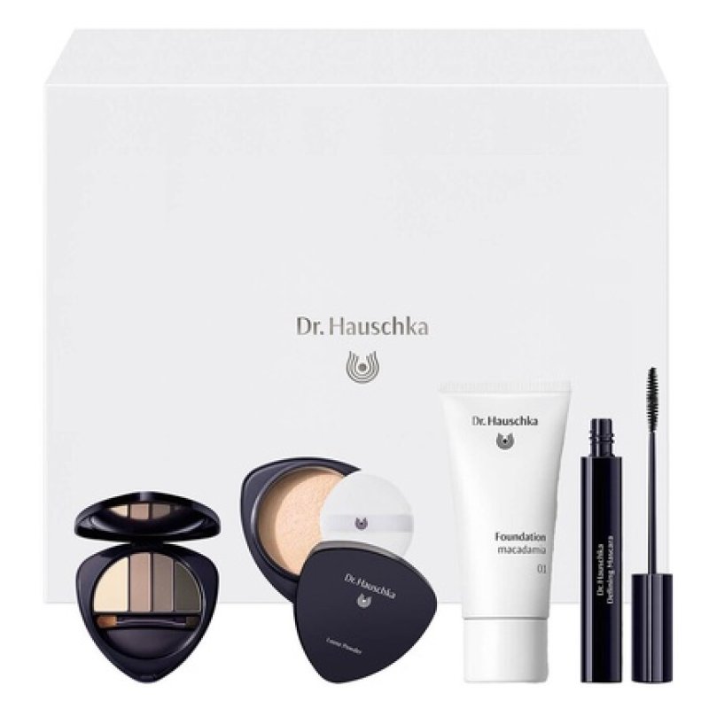 Dr. Hauschka Every Day Beauty Set - Eyeshadow And Brow Palette 5.3g, Foundation 30ml, Transparent Loose Powder 12g,