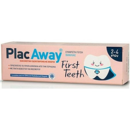 Placaway Children's Toothpaste First Teeth 50ml - Vanilla Flavor For Ages 2 And Up