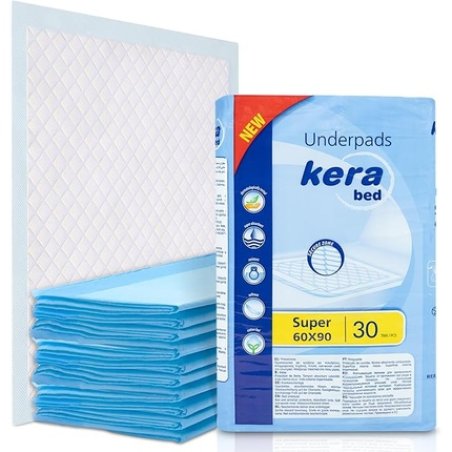 Kera Absorbent Incontinence Bed Pad - 30 Disposable Patient Pads, 60 X 90 Cm, Cotton Feel Comfort, Waterproof