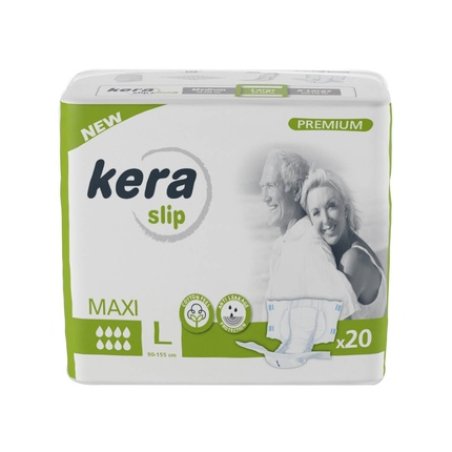 Kera Incontinence Slip Maxi Night Absorbent Nappies For Adults - Large, Pack Of 20 With Double Leak Protection