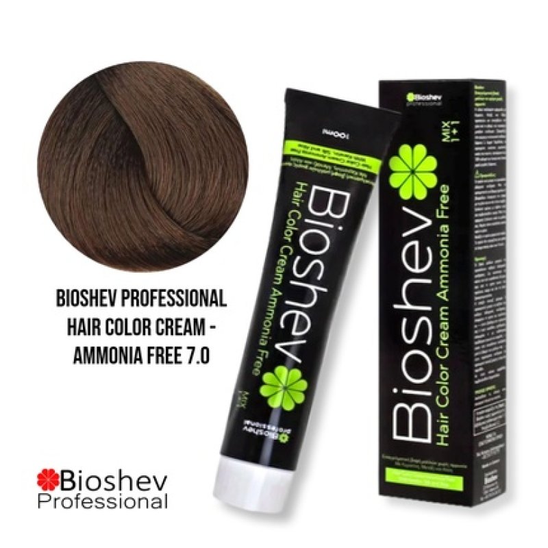 Bioshev Professional Hair Color Cream Ammonia Free 100ml - 7.0 / Blond