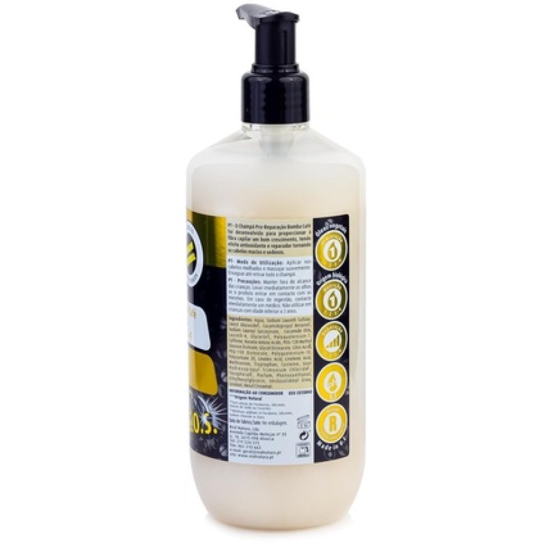 REAL NATURA Salt-Free Shampoo Pro-Repair Coffee Pump 500ml Intensive Repair and Strengthening for Damaged Hair