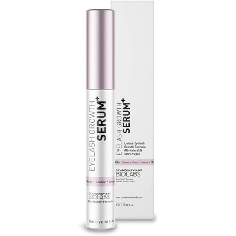 Scandinavian Biolabs Eyelash Growth Serum 6ml Eyebrow Unisex Growth Enhancer - All-Natural 100% Vegan Formula For