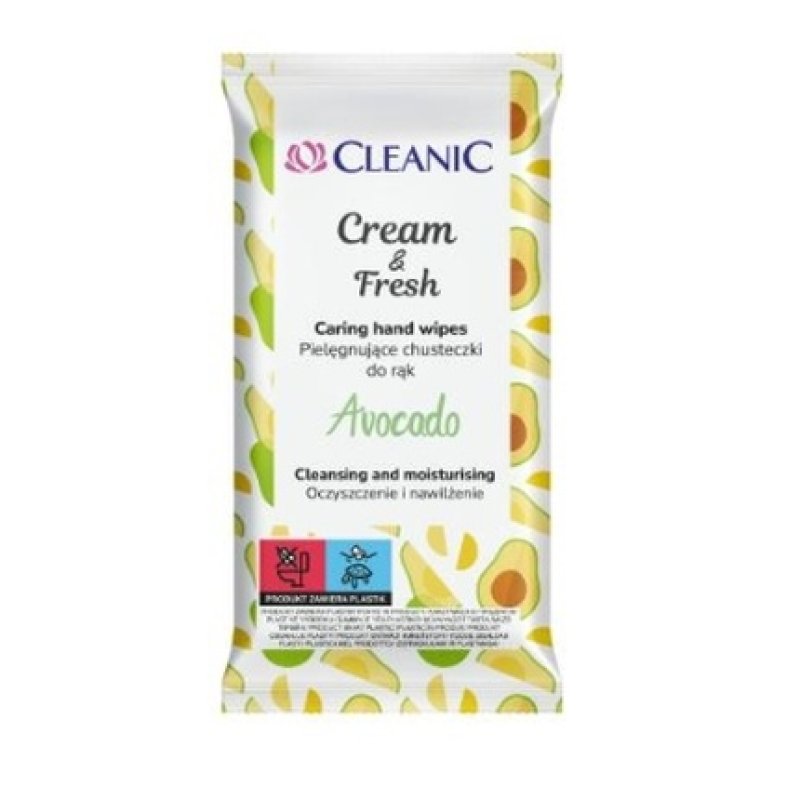 Cleanic Cream Fresh Refreshing Wipes Avocado - 15 Pieces