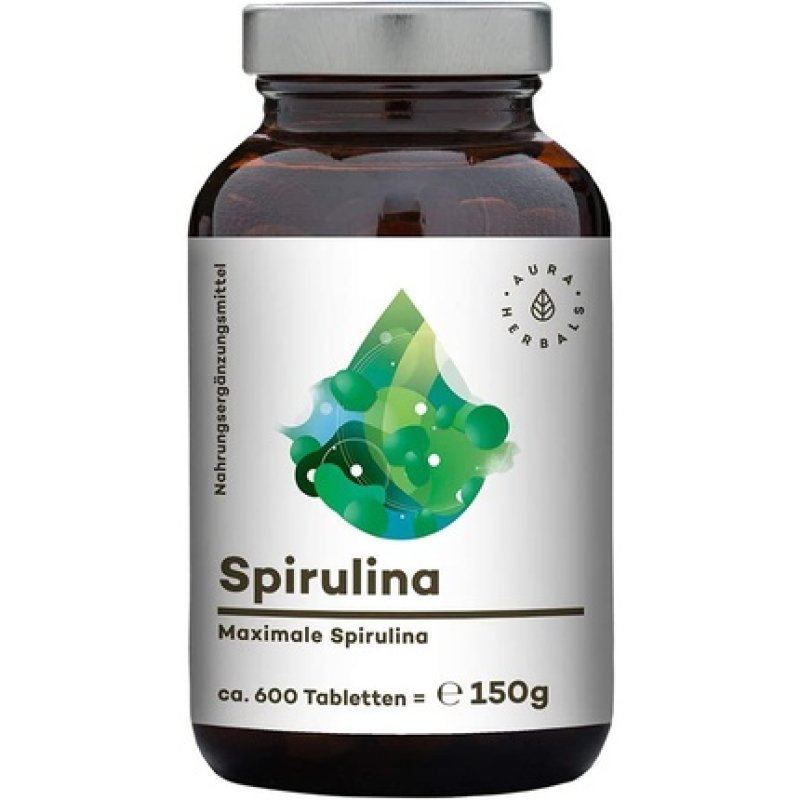 AURA HERBALS Spirulina Pressed Seaweed 600 Tablets 150g