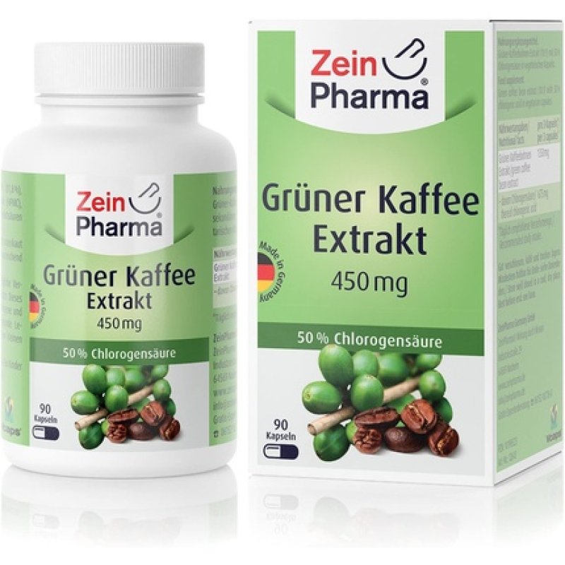 ZeinPharma Green Coffee Extract 450mg 90 Capsules - Monthly Supply