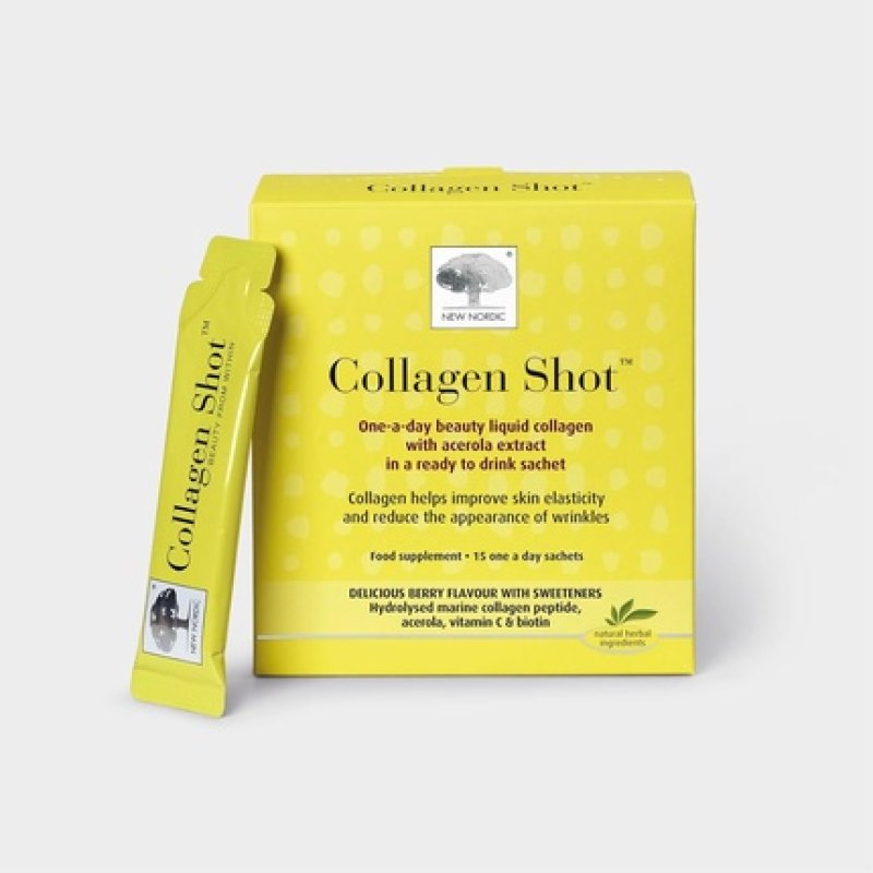 New Nordic Collagen Shot High-Absorbency Premium Liquid Daily Sachets 15x Hydrolysed Shots - Freshwater Marine Collagen