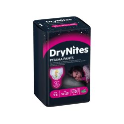 Huggies DryNites Girls' Night Time Pants Sizes 3-5 Years 10 Pants Monthly Pack Ultra-Absorbent Pyjama Pants Unbeatable