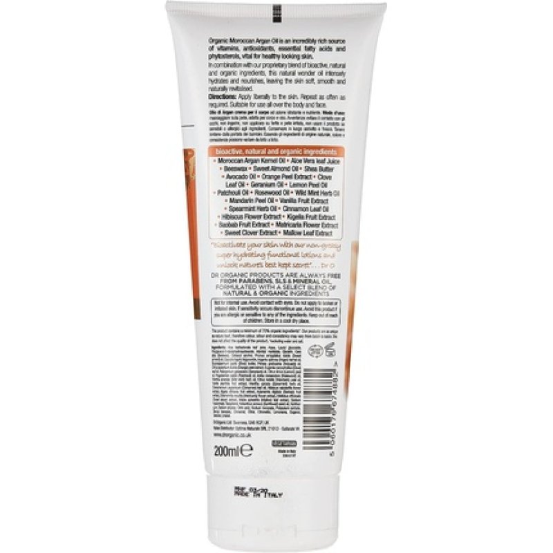 Dr Organic Moroccan Argan Oil Lotion Moisturising for Normal and Dry Skin 200ml