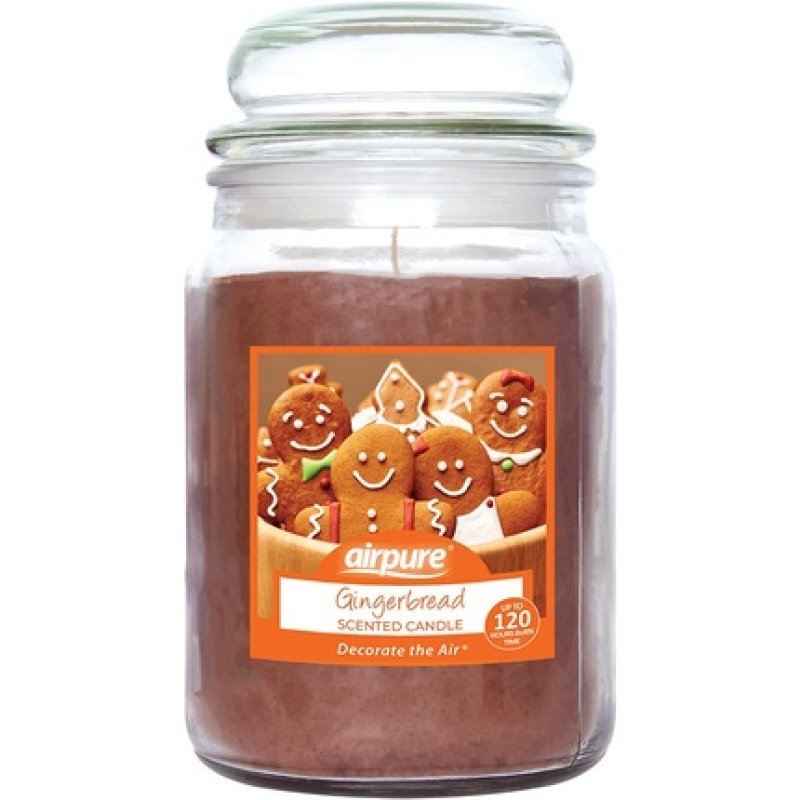 Airpure Large Candle Scented, Gingerbread Fragrance, 18oz Jar, 120 Hour