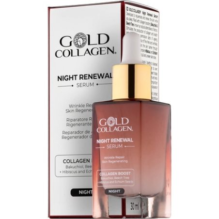 Gold Collagen Night Renewal Face Serum for Collagen and Elastin Boost Skin Regenerator and Natural Retinol Substitute