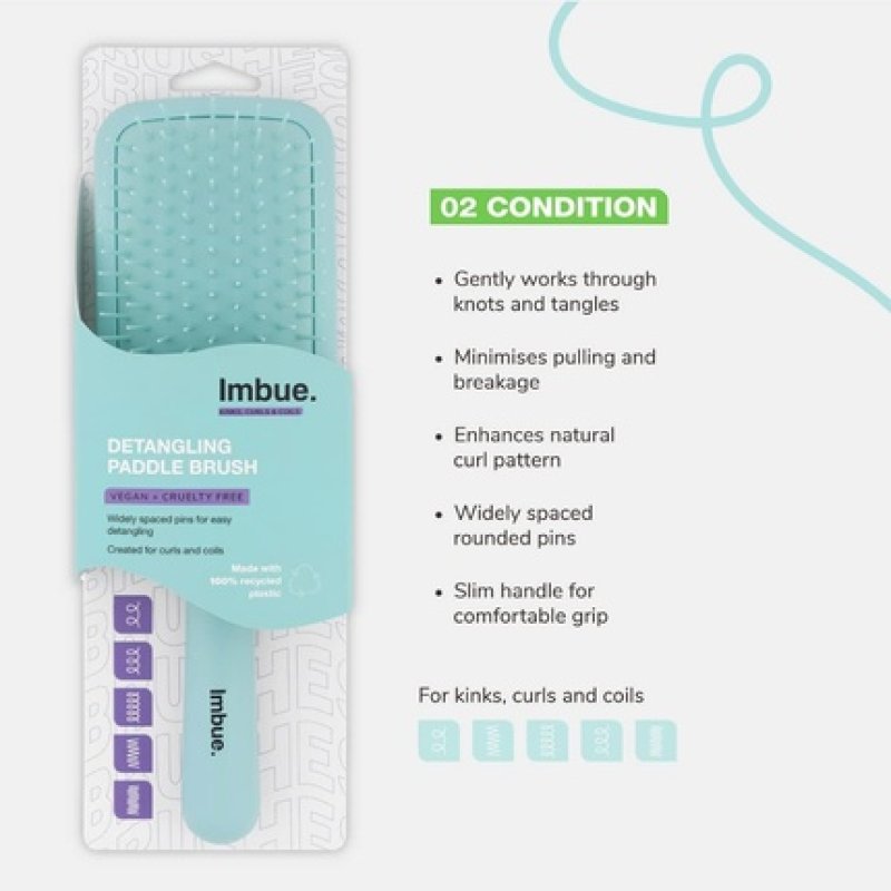 Imbue Detangling Paddle Hair Brush for Curly Wavy Dry or Damaged Hair - Green