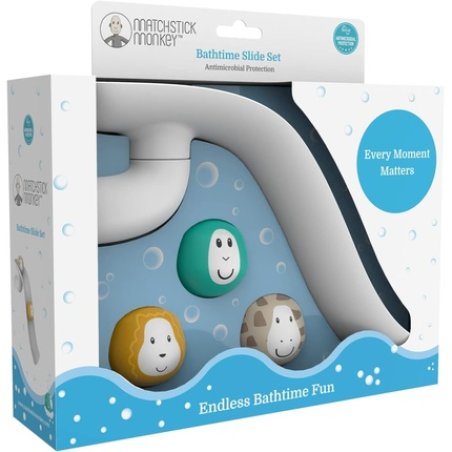 Matchstick Monkey, Bathtime Slide Set, Antimicrobial Baby Bath Toy, Easy To