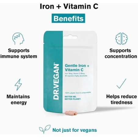 DR.VEGAN Daily Gentle Iron and Vitamin C Vegan Capsules 30 Count