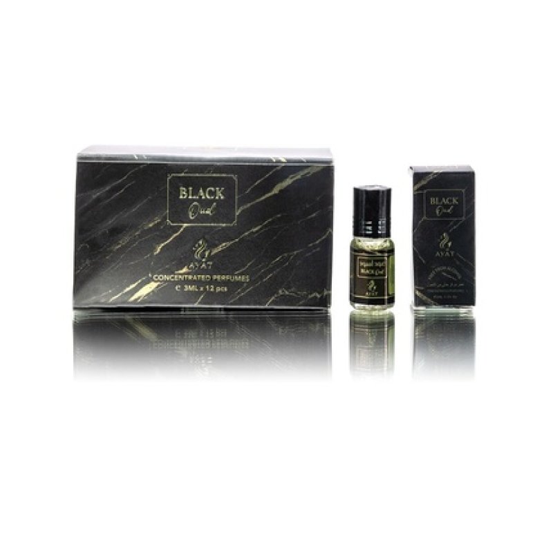 AYAT Perfumes Halal & Vegan Black Oud 100% Arabic Oil for Men and Women 3ml - Pack of 12