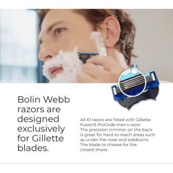 Bolin Webb Handle with Razor Stand in Matte Black with Gillette Fusion5 Blade Cartridge Technology - Award Winning