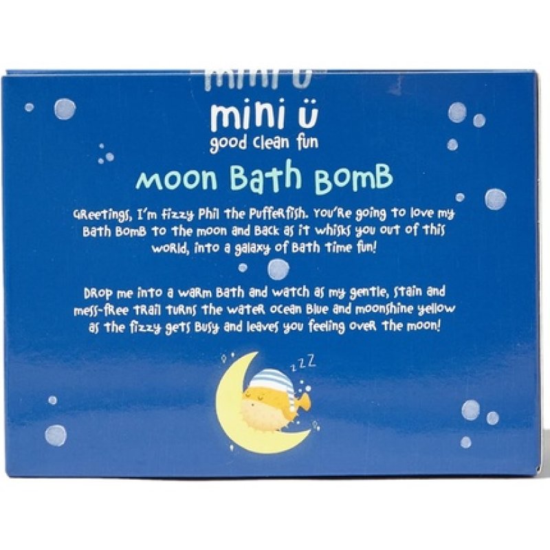 Mini U Moon Bath Bomb - Bathtime Gift Box Idea for Girls & Boys - Vegan, Non-Toxic - Gentle on Skin, Mess-Free & Stress
