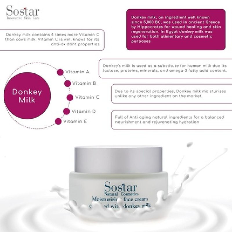 Sostar Moisturizing Face Cream with Donkey Milk 50ml