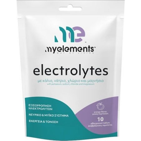 My Elements Electrolytes Dietary Supplement With Potassium Sodium Chloride Magnesium Orange Flavor - 10 Effervescent