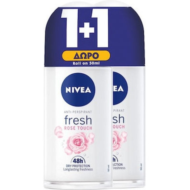 Nivea Fresh Rose Touch 48-Hour Women's Deodorant Roll-On - 2x50ml