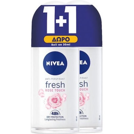 Nivea Fresh Rose Touch 48-Hour Women's Deodorant Roll-On - 2x50ml