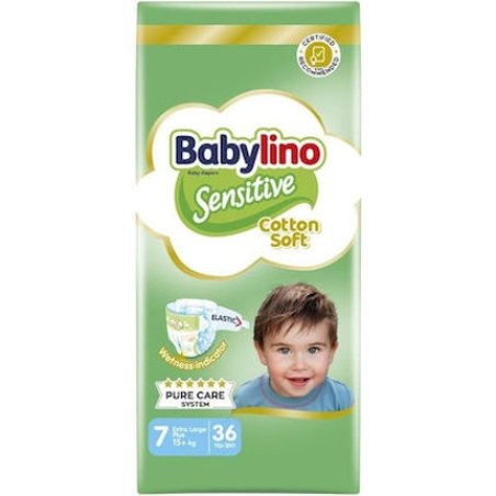 Babylino Sensitive Cotton Soft Baby Diaper No7 - 15 Kg Value Pack, 36 Pieces