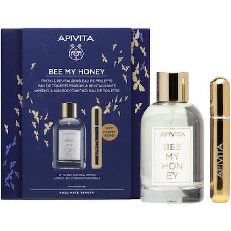 Apivita Set Bee My Honey Eau De Toilette 100ml With Gift Refillable Perfume Spray 8ml