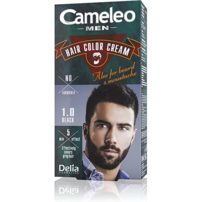 Cameleo Men Permanent Hair Dye Black Color for Hair Beard & Moustache Natural Color Effect in 5 Minutes Cover Grey Hair
