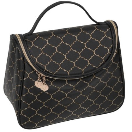 Auri Art Deco Cosmetic Case With Flap In Black