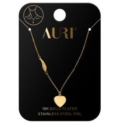 Auri Gold-Plated Necklace Heart And Feather