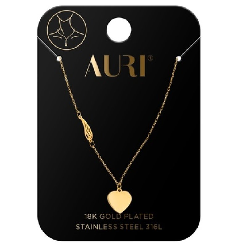 Auri Gold-Plated Necklace Heart And Feather