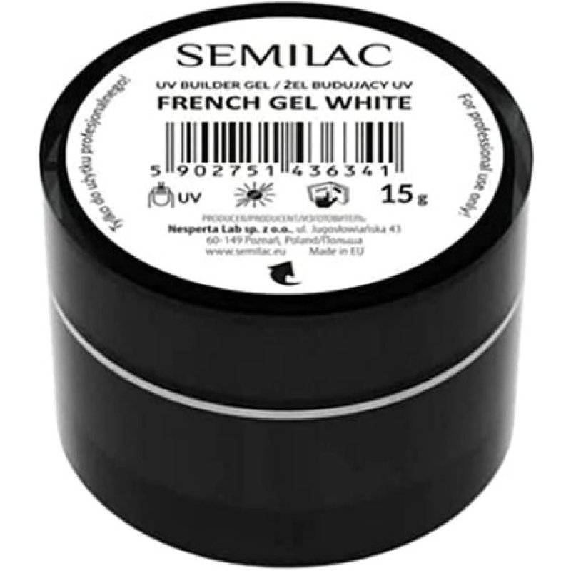 Semilac French White Nail Builder for Hard Strong Nails & Extend Gel