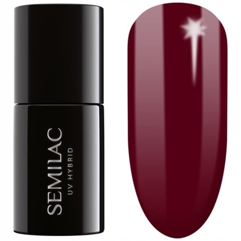 Semilac UV Nail Polish Burgundy Red 404 Black Beans Muffin 7ml - Colorful and Long-Lasting Nail Polish for Intensive