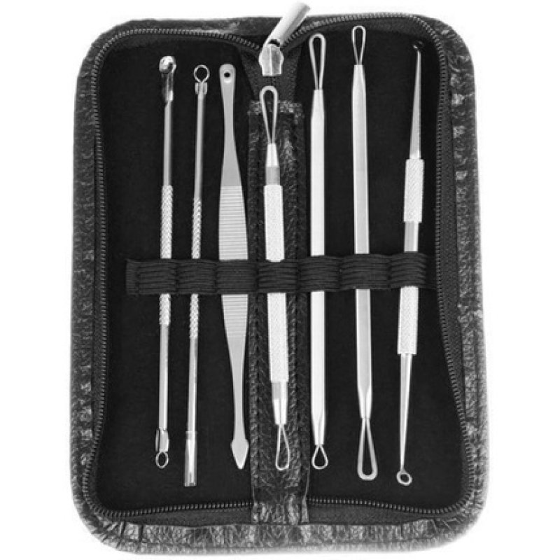 Kit of 7 Facial Cleansing Tools for Blackhead, Comedone, and Pimple Removal
