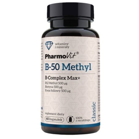Pharmovit B-50 Methyl B-Complex Max Dietary Supplement 60 Capsules