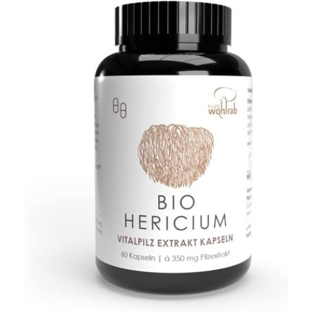 Pilze Wohlrab BIO Hericium erinaceus Extract 60 Capsules Lions Mane Extract 350mg per Capsule Vitamin C Acerola 28g