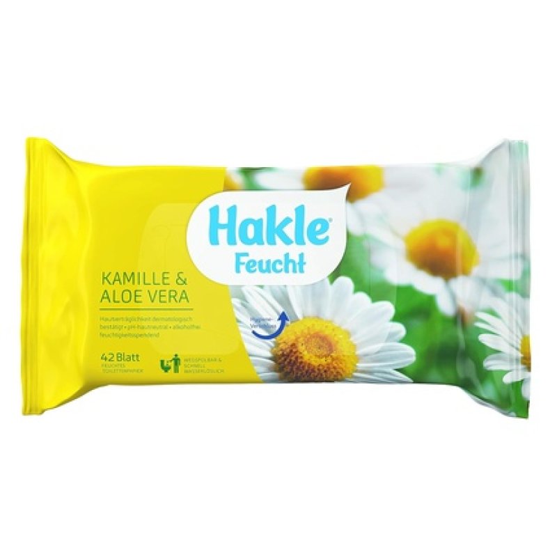 HAKLE Chamomile and Aloe Vera Toilet Tissues - Moist, 42 Sheets