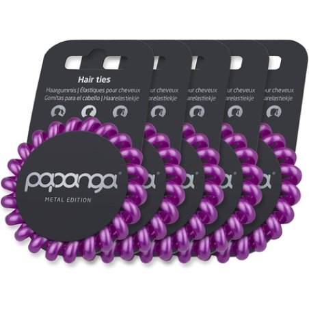 Papanga Spiral Hair Elastics, Metal Edition, Size: Big, Color: Metallic Purple