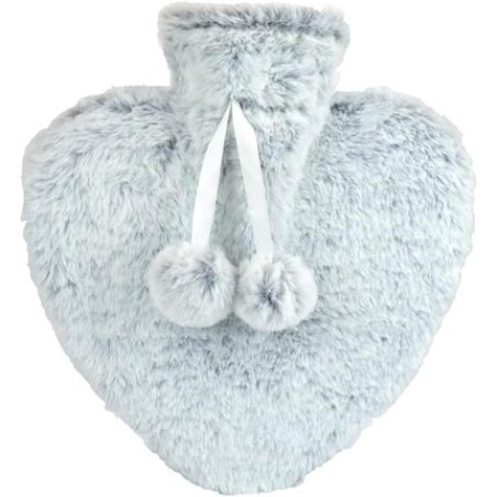 Follow That Dream Plush Faux Fur Heart 800ml Hot Water Bottle Grey