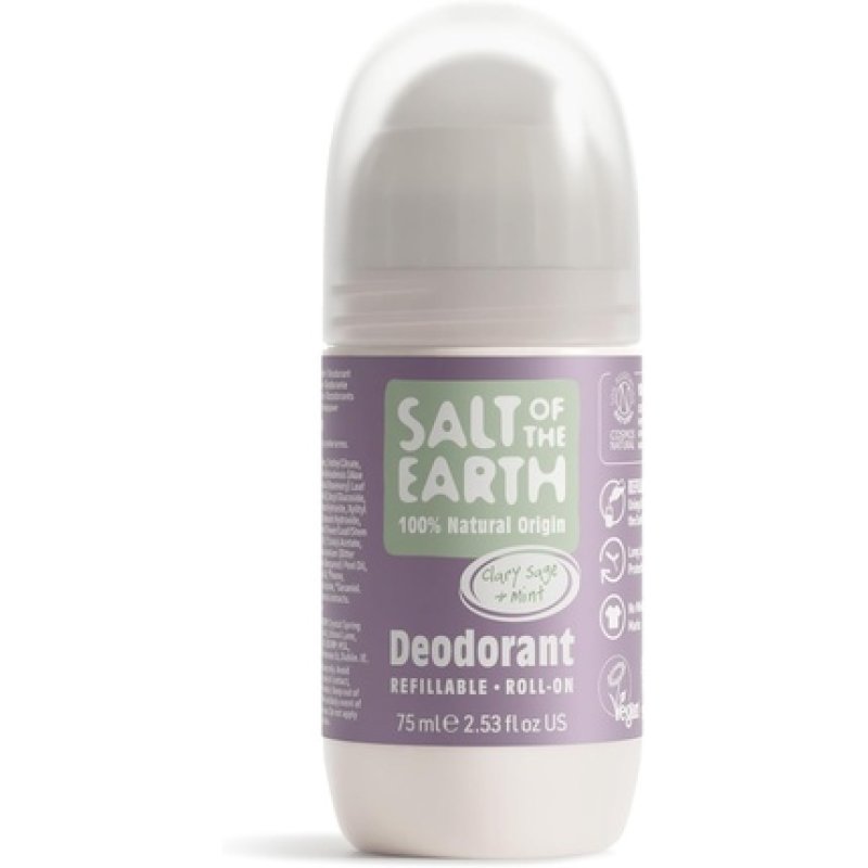Salt Of The Earth Refillable Natural Deodorant Roll On Clary Sage & Mint