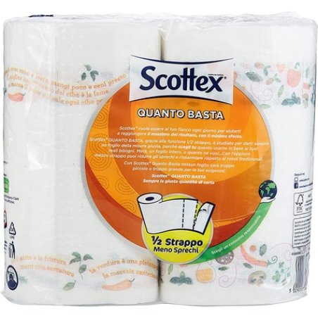 Scottex Quanto Basta Kitchen Paper, Half Option, 2 Maxi Rolls