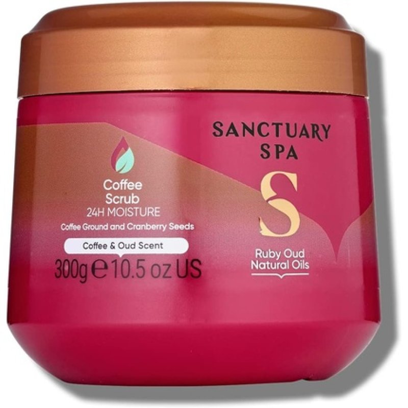Sanctuary Spa Ruby Oud Coffee Scrub No Mineral Oil Cruelty Free and Vegan Exfoliating Body Exfoliator 300ml