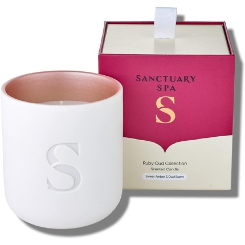 Sanctuary Spa Ruby Oud Candle Sweet Amber and Oud Scented Ceramic 260