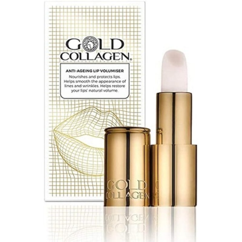 Gold Collagen Lip Volumizer Anti-Aging Lip Balm with Castor Oil Coconut Oil Vitamin E and Marine Collagen Super