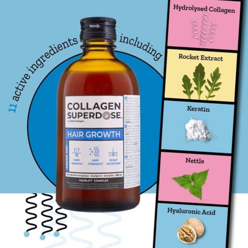 Gold Collagen Collagen Superdose Hair Growth Liquid Supplement with Keratin 30 Day Supply