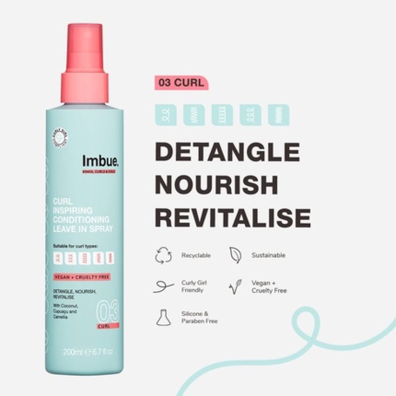Imbue Curl Inspiring Conditioning Leave In Spray 200g - Vegan and Curly Girl Method Friendly